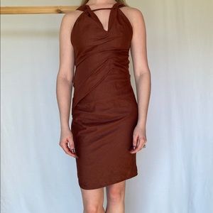 Jacquemus Brown Linen Asymmetrical Dress